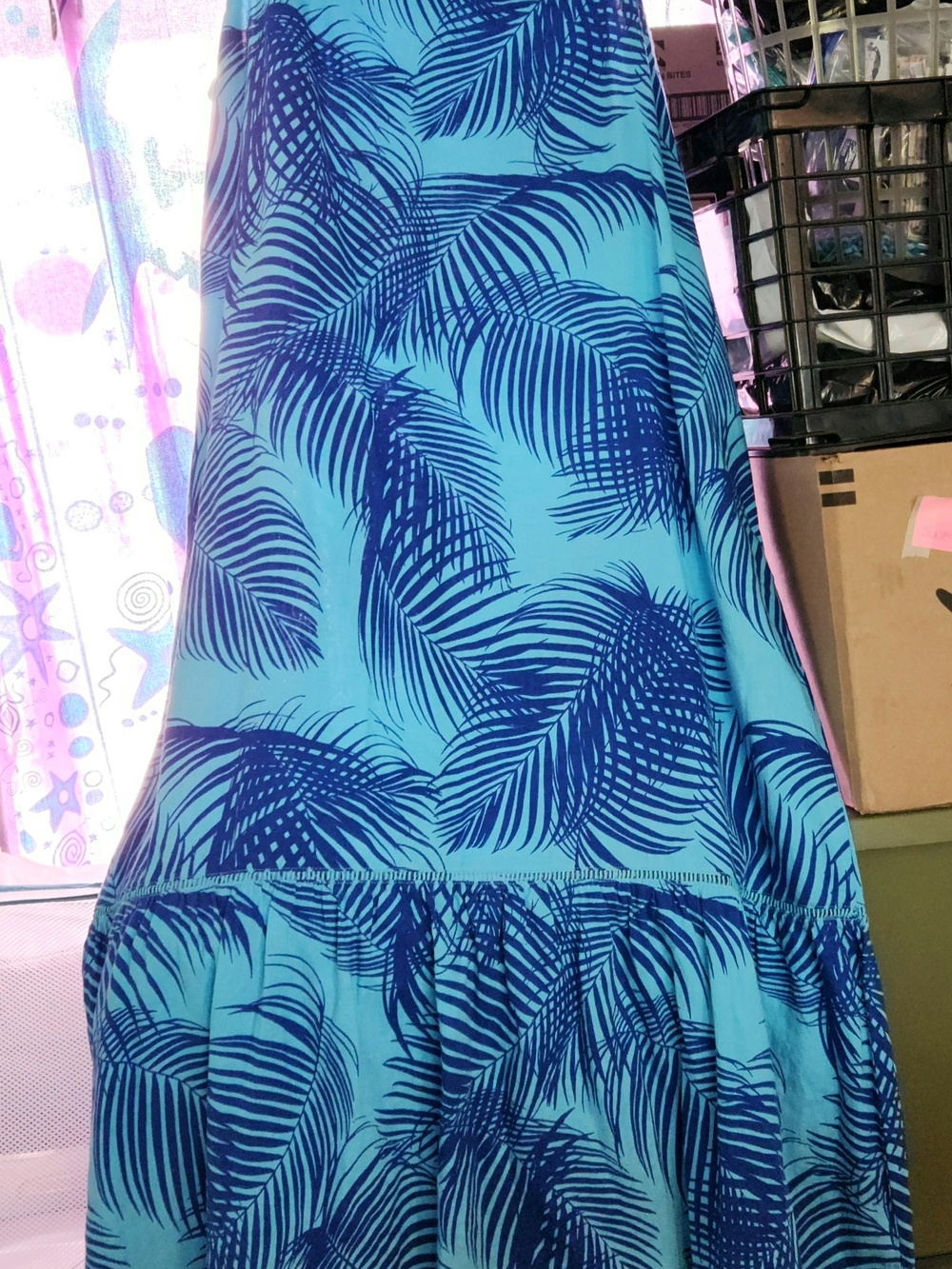 LIZ CLAIBORNE Linen-Blend Palm Print Maxi Dress